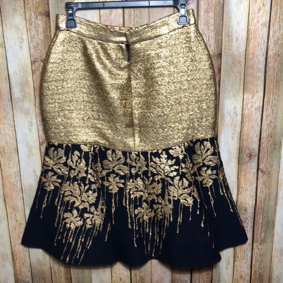 NWT Katherine Kidd Gorgeous and Gold Peplum Skirt - Picture 2 of 7
